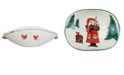 VIETRI Old St. Nick Handled Shallow Oval Bowl - Santa with Bagpipes